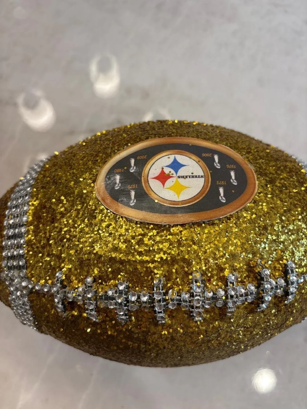 Pittsburgh Steelers Glitter Football Decor Gold Silver Rhinestone 6X Champs A111